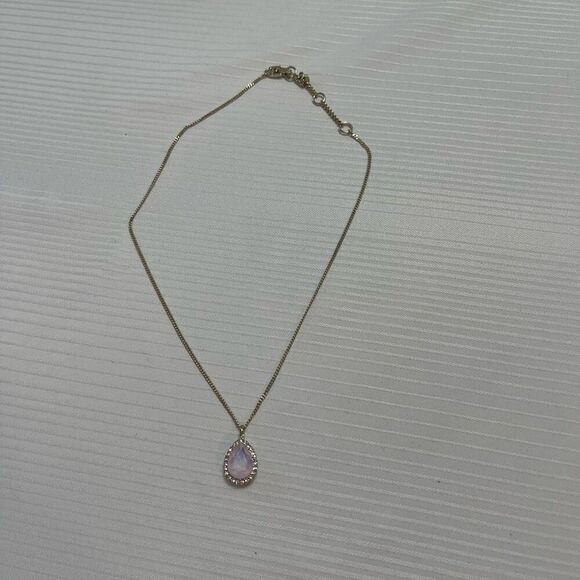 Givenchy pave & stone pear pink pendant necklace - Picture 2 of 6